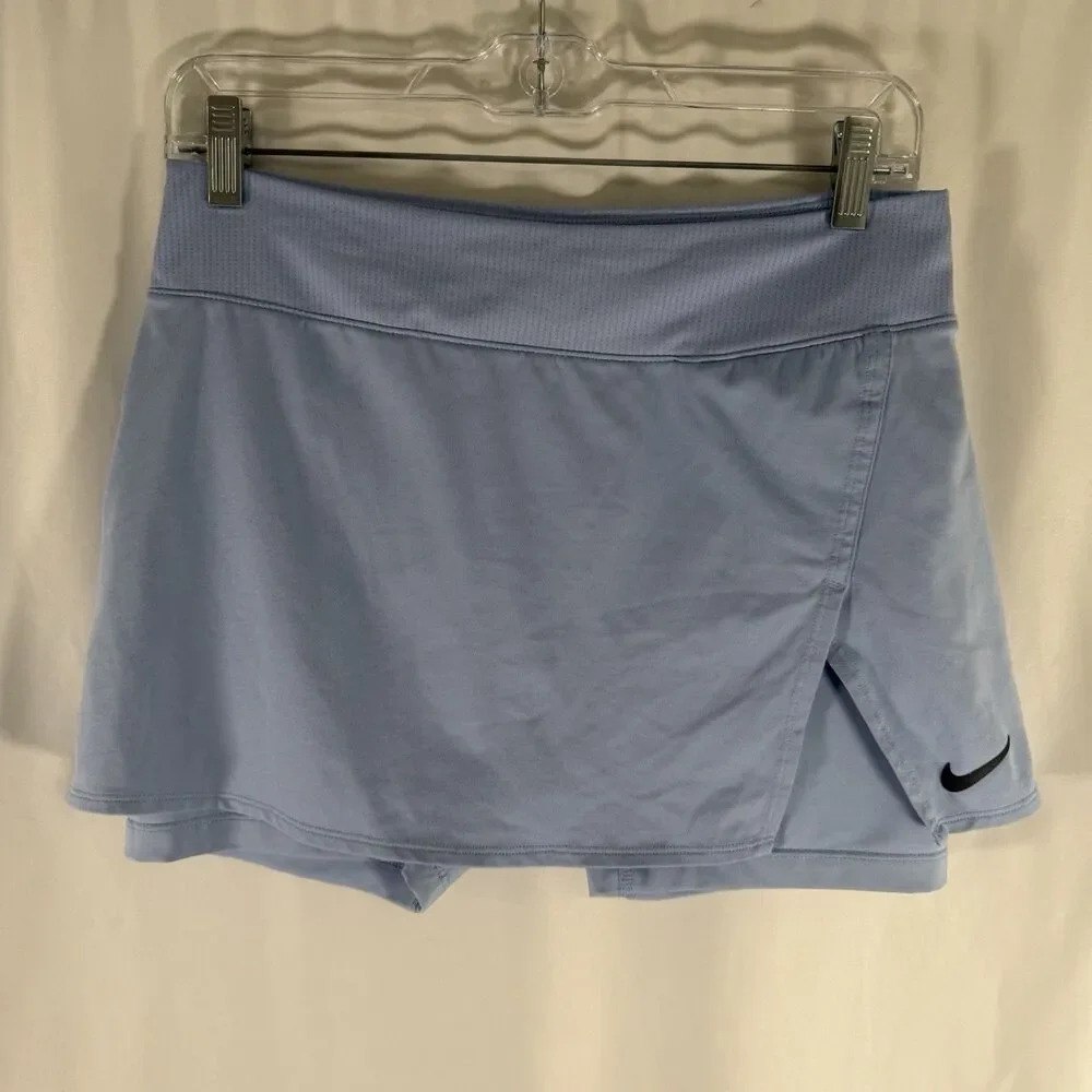 Nike Skort Skirt Women's Medium Blue Pull On Lined Tennis Golf Slim Fit Dri Fit
